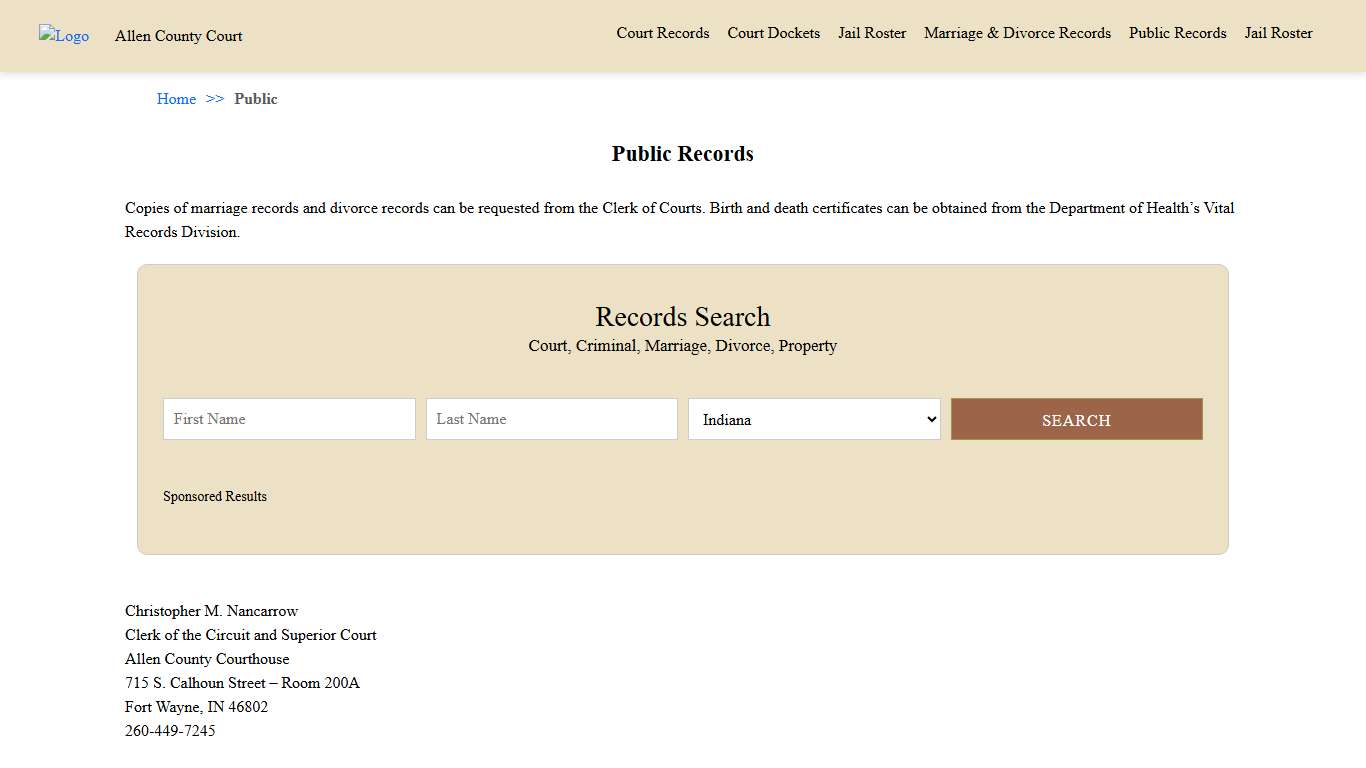 Public Records Allen County Court